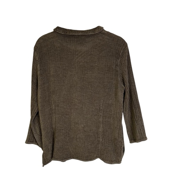 CP Shades Olive LRG Linen Blend Quarter Sleeve Button Down Shirt - Picture 3 of 10